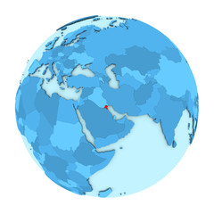 Kuwait on globe isolated