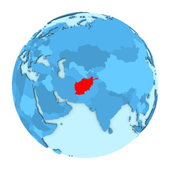 Afghanistan on globe isolated