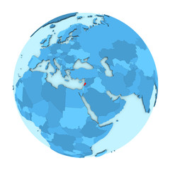 Lebanon on globe isolated