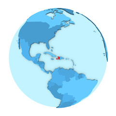 Haiti on globe isolated