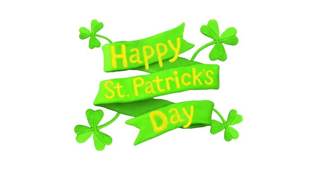Title with flags Happy St. Patrick's day. Alpha matte. 4K
