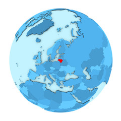 Lithuania on globe isolated