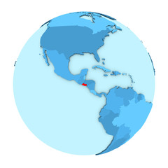 Fototapeta na wymiar El Salvador on globe isolated