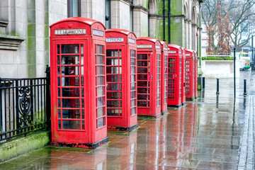 a line of phone boxes