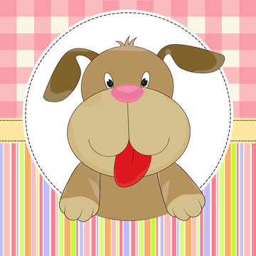 Greeting Card with cute Cartoon puppy