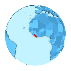 Liberia on globe isolated