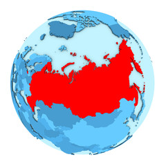 Russia on globe isolated