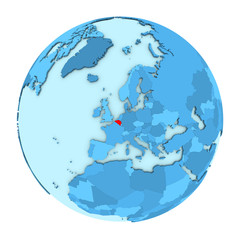 Belgium on globe isolated