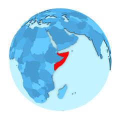 Somalia on globe isolated