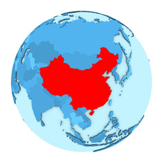 China on globe isolated