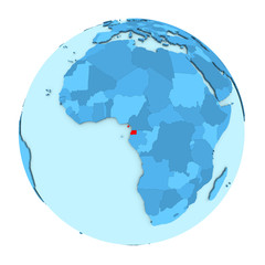 Equatorial Guinea on globe isolated