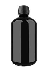 Medicine bottle of black glass or plastic