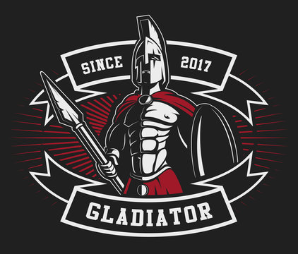 Gladiator emblem with a spear (raster version)