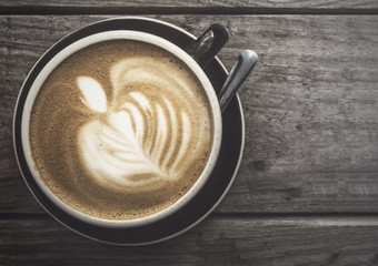 Latte on a Wooden Table
