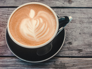 Latte on a Wooden Table