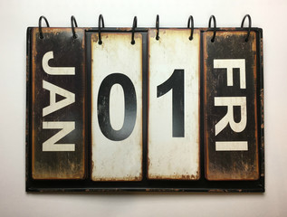 January 1 Friday on vintage calendar