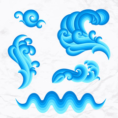 Set of water design elements