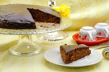 Cianduja cake covered with chocolate
