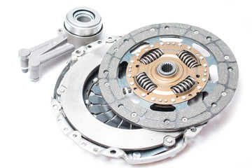 Brand new clutch kit on the white background
