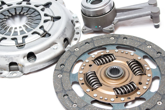Brand new clutch kit on the white background