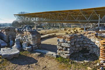 Ruins of octagon church in the archeological area of ancient Philippi, Eastern Macedonia and Thrace, Greece