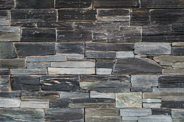 Stone wall texture with black gray blue and white bricks