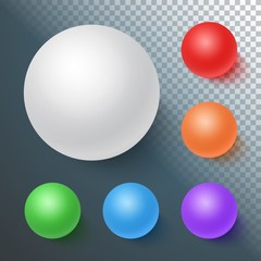Illustration of Photorealistic Vector Ball Set Template Isolated on Transparent Background. Bright Colors Vector Sphere