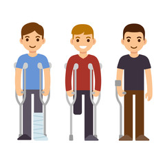 People with crutches set