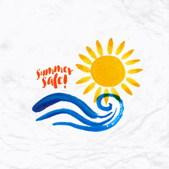 Obraz premium Sun wave ocean illlustration