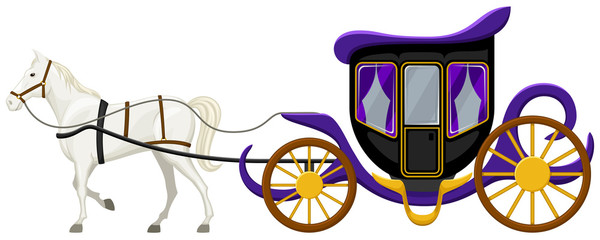 Vector illustration of a horse and carriage.