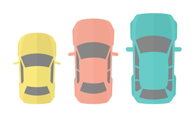 Flat Design Vector Illustration Of Three Different Model Autos