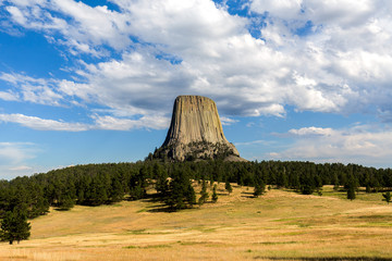 Devils Tower, Wyoming on a summer day.