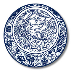 Chinese Traditional Blue And White Porcelain, Phoenix 
