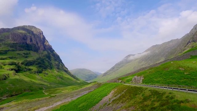 Sprong sunrise over the mountains of Glencoe, Scotland, UK