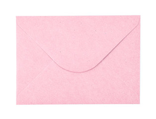 Pink paper envelope isolated