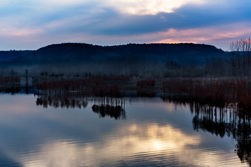 Fototapeta premium panoramic view of river in natural park of Xuyu,Jiangsu province,China.