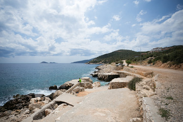Seascape of Kalkan resort town of Turkey