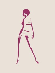 Sexy women silhouette. Fashion mannequin. Vector Illustration. Back view