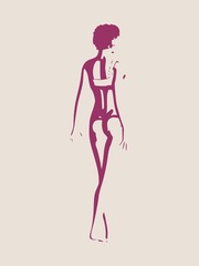 Obraz na płótnie Canvas Sexy women silhouette. Fashion mannequin. Vector Illustration. Back view