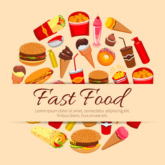 Fast food snacks and desserts vector poster