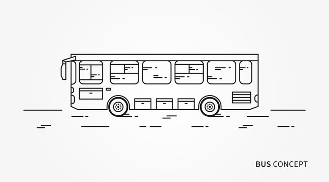 Bus vector illustration. Public transport line art concept. Urban vehicle (bus) graphic design.
