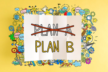 Plan B text with colorful illustrations