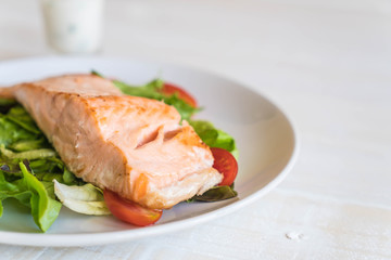 grilled salmon steak