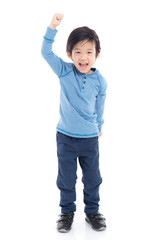 Asian child showing winner sig
