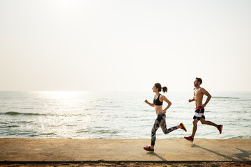 Running Exercise Training Healthy Lifestyle Beach Concept