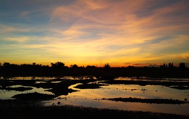 Clear blue sky with soft white clouds