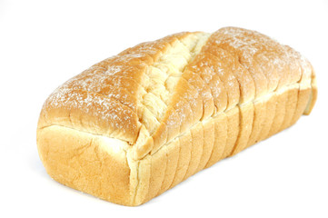 sliced bread on white background