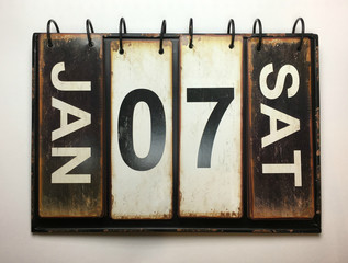January 7 Saturday  on vintage calendar
