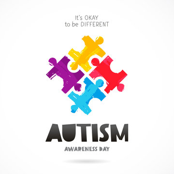 Autism Awareness Day. Multicolored puzzle