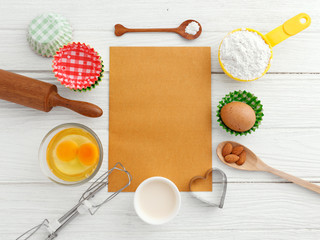 Baking background with blank paper